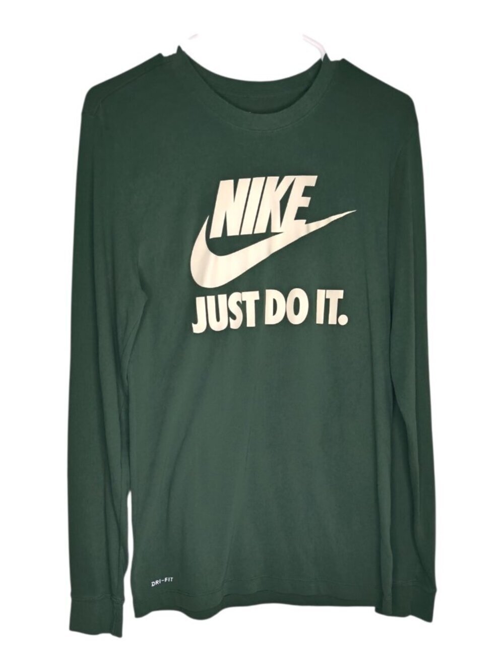 Nike Green Long Sleeve Dri Fit "Just Do It" Shirt Mens Size Small